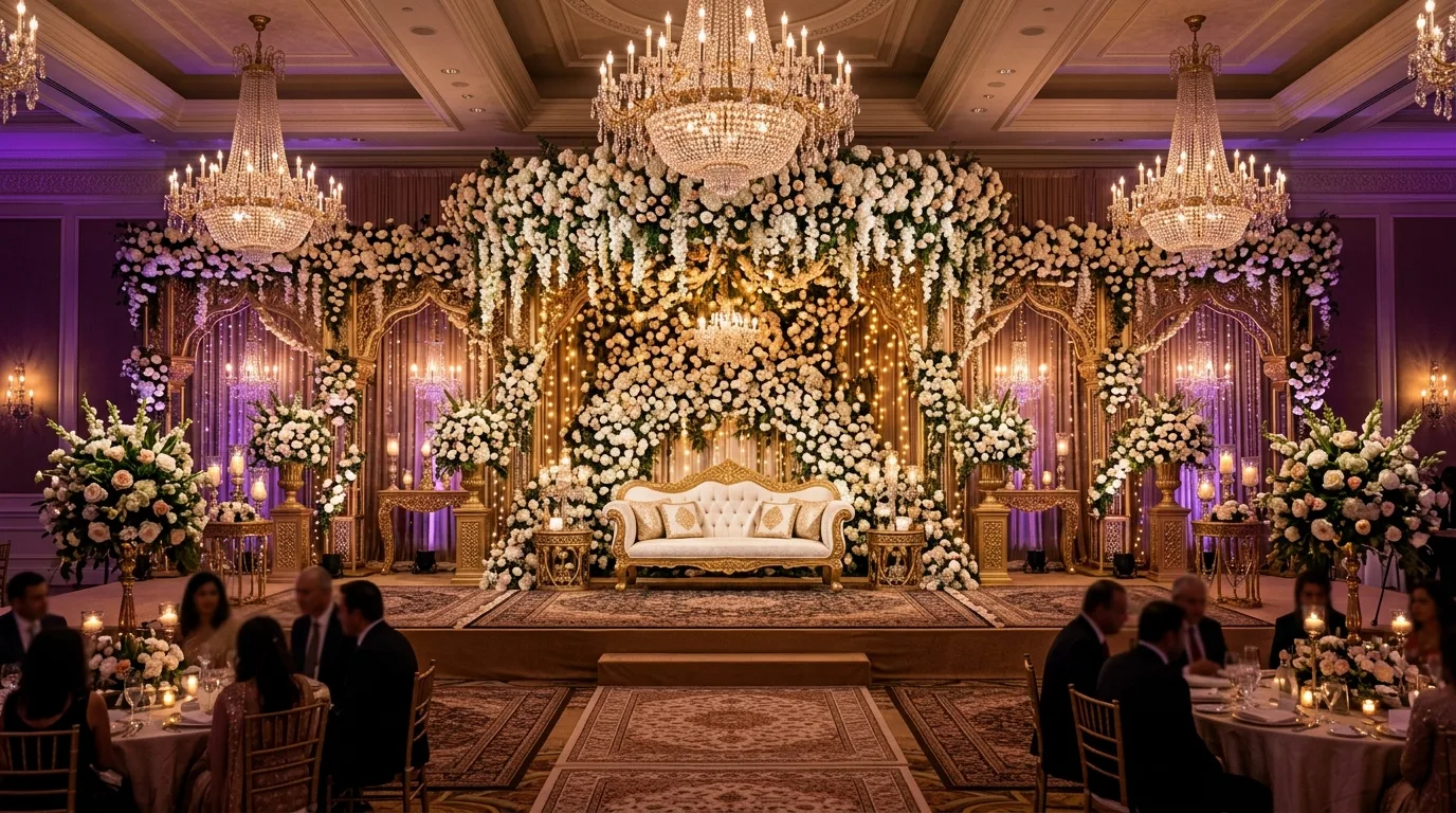 After: Luxury Royal Wedding Stage & Illuminated Venue